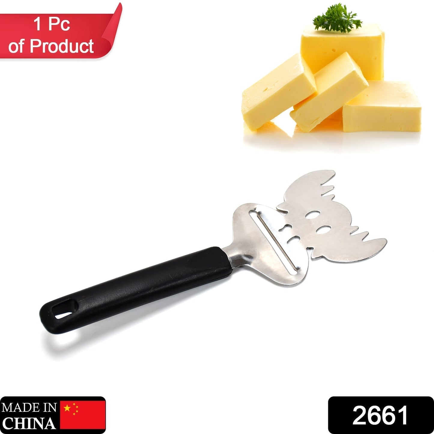 2661 Cheese Slicer Stainless Steel, Cheese Knife Heavy Duty Plane Cheese Cutter DeoDap