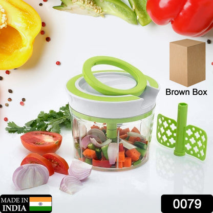 0079 Manual 2 in 1 Handy smart chopper for Vegetable Fruits Nuts Onions Chopper Blender Mixer Food Processor DeoDap