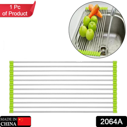 2064A FOLDABLE DRAIN RACK KITCHEN SINK ROLL UP DISH DRYING RACK PORTABLE DISH RACK DeoDap