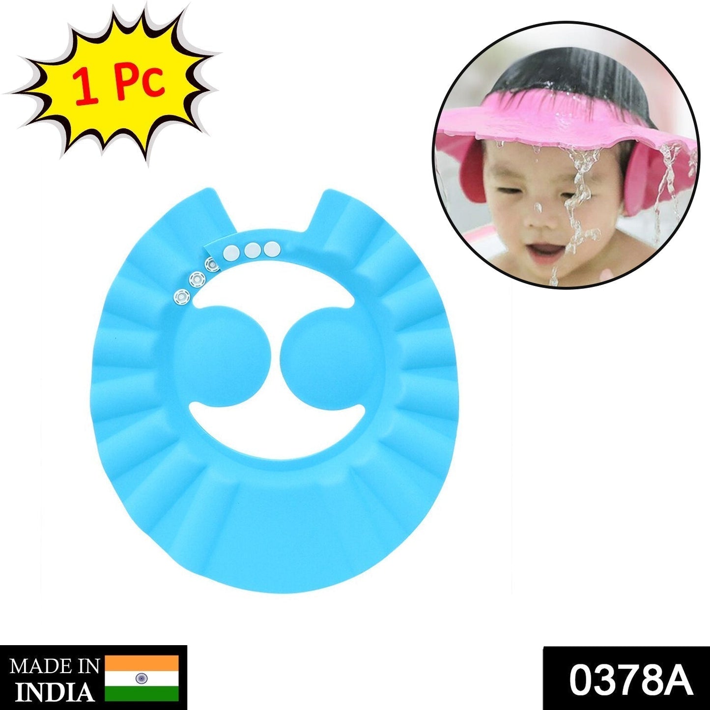 0378A Adjustable Safe Soft Bathing Baby Shower Cap DeoDap