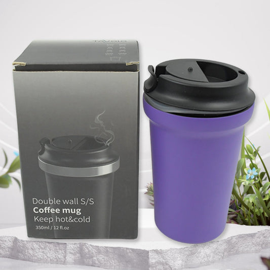 12524 Stainless Steel Vacuum Insulated Coffee Cups Double Walled Travel Mug, Car Coffee Mug with Leak Proof Lid Reusable Thermal Cup for Hot Cold Drinks Coffee, Tea (1 Pc 350ML)