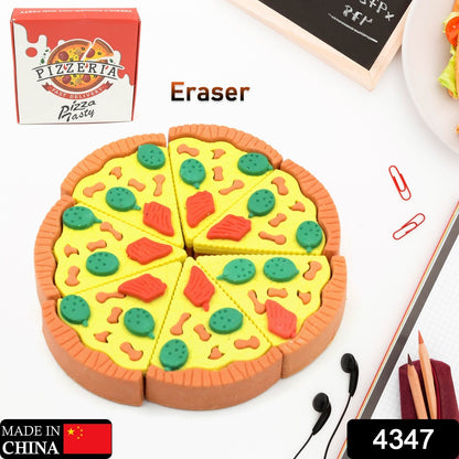 4347 3D Pizza Slices Kids Favourite Food Eraser, Pizza 7 slice eraser for kids Adults fast food lover Stationary Kit Fancy & Stylish Colorful Erasers, for Return Gift, Birthday Party, School Prize