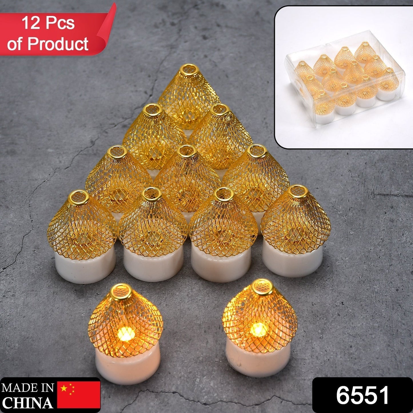 6551 12Pcs Flameless and Smokeless Decorative Candles Acrylic Led Tea Light Candle for Gifting, House, Light for Balcony, Room, Birthday, christmas, Festival, Events Decor Candles (12 Pieces) DeoDap