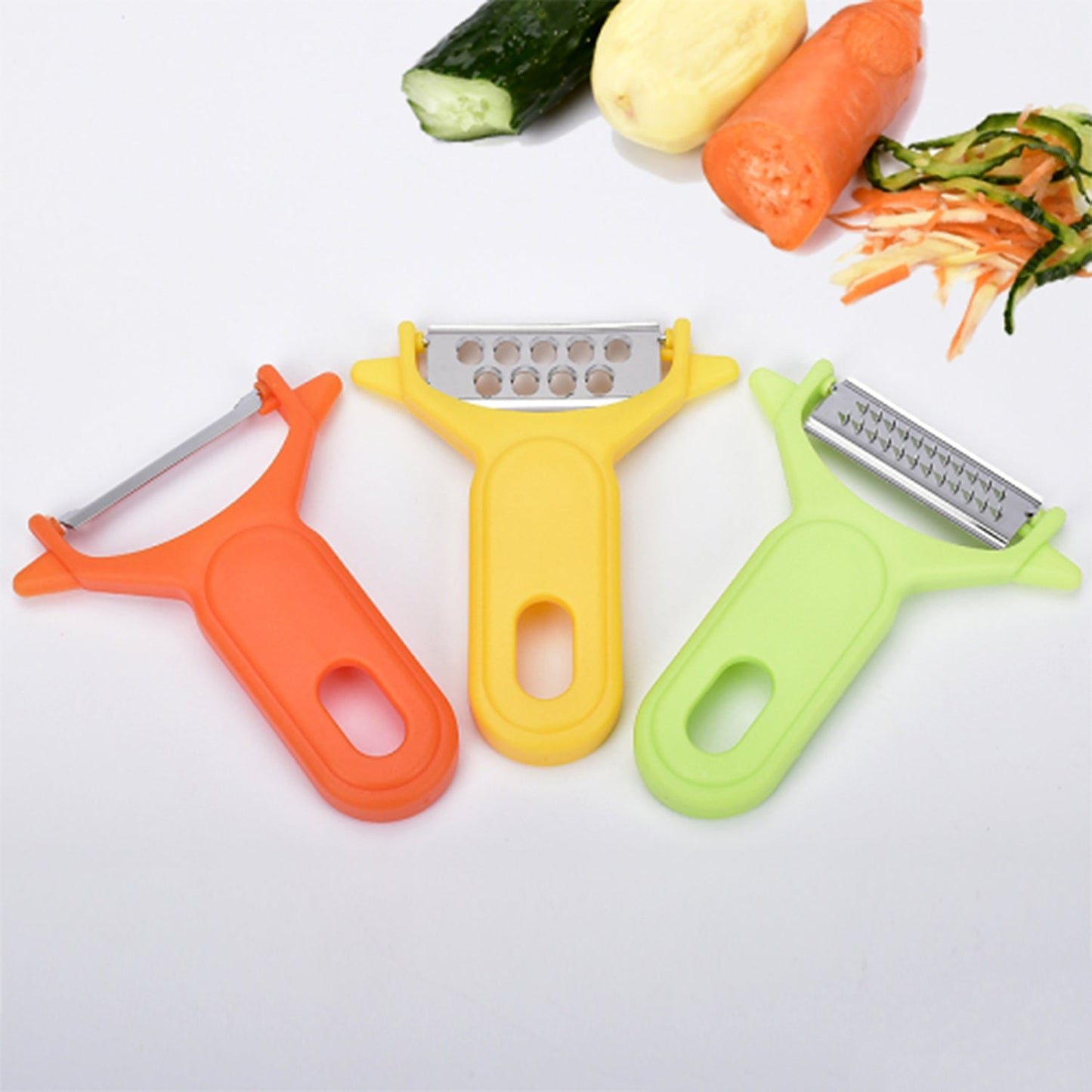 10038 Peeler Slicers Shredders for Fruits and Vegetables, Cutter, Grater Kitchen Helper, Potato Fruits Peeler, Stainless Steel Sharp Blade with Non-Slip Handle (3 Pcs Set)