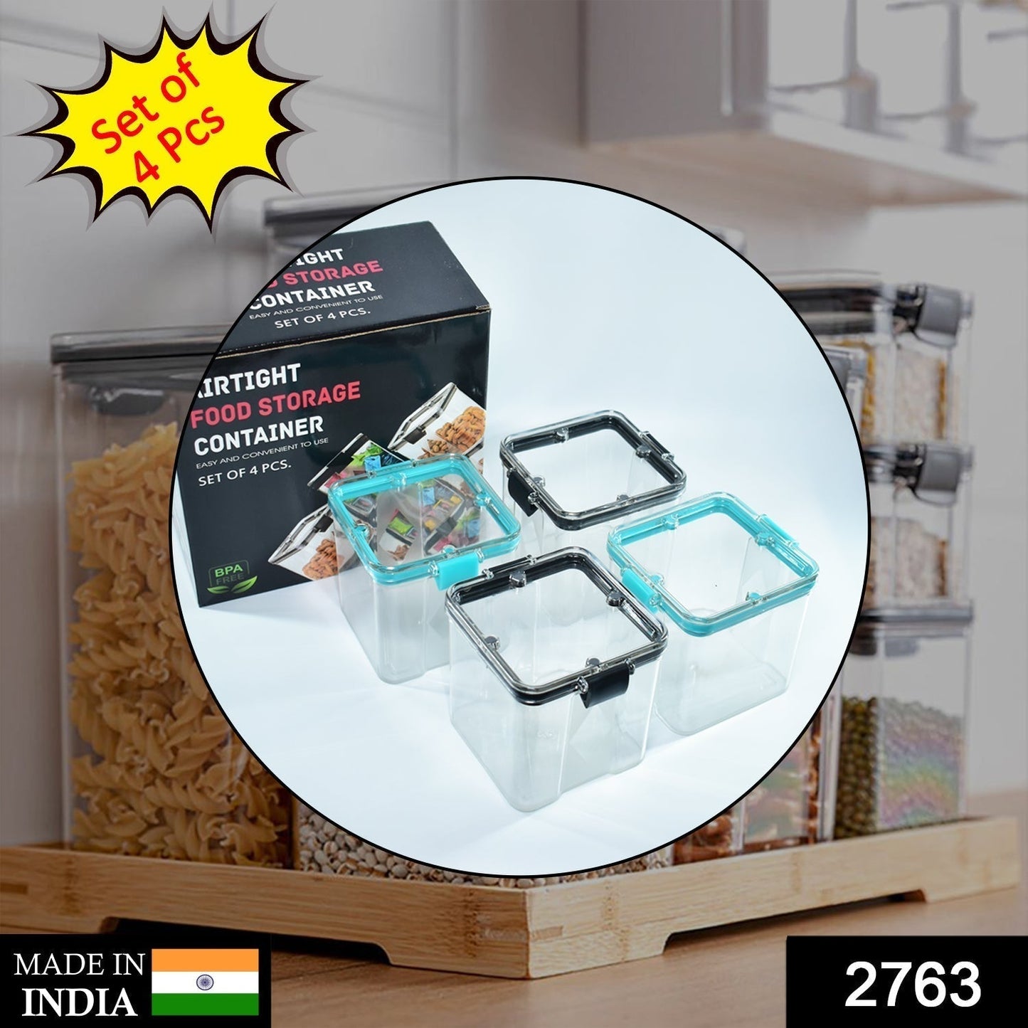 2763 4Pc Square Container 700Ml Used For Storing Types Of Food Stuffs And Items. DeoDap