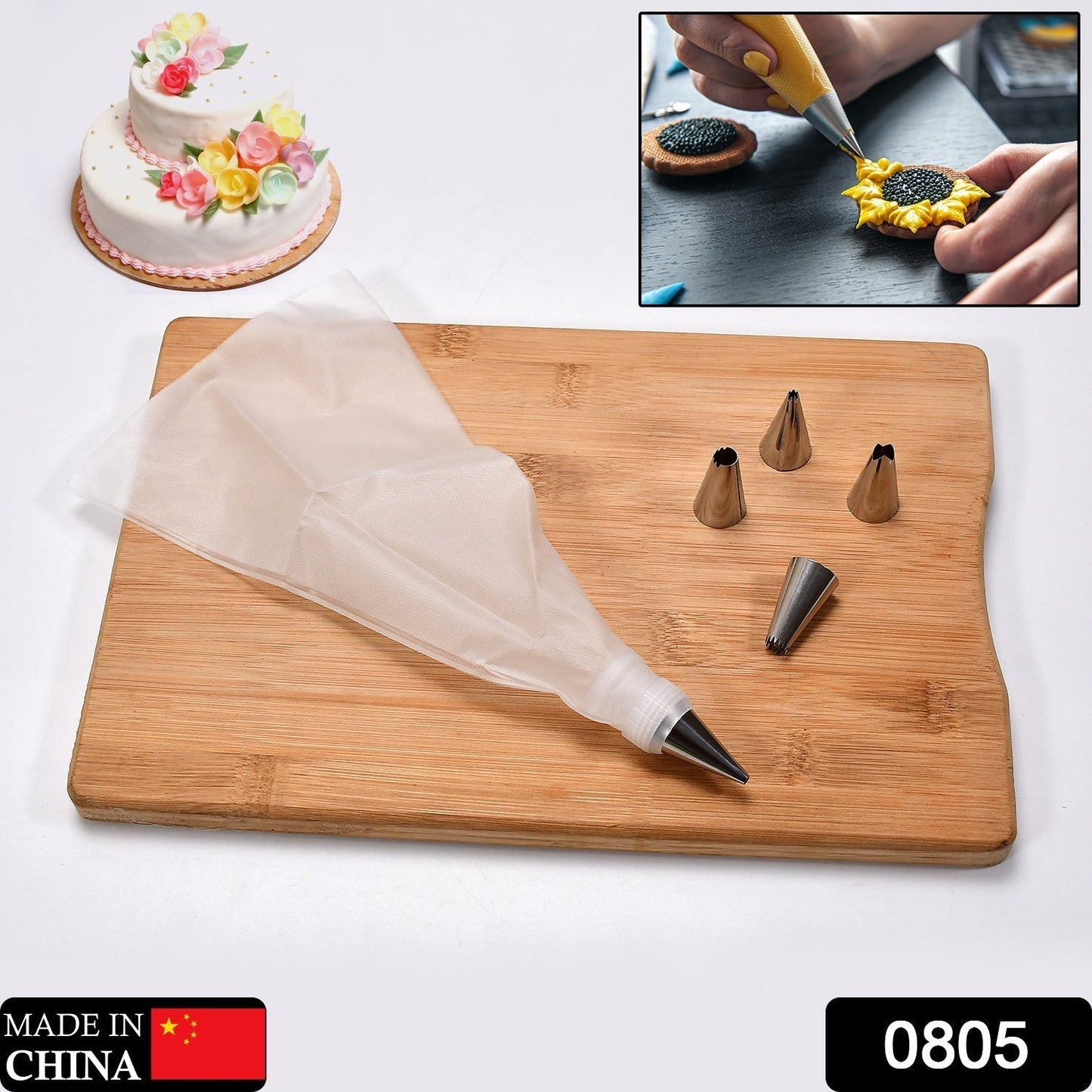 0805 Cake Decorating Nozzle with Piping Bag Stainless Steel Piping Cream Frosting Nozzles DeoDap