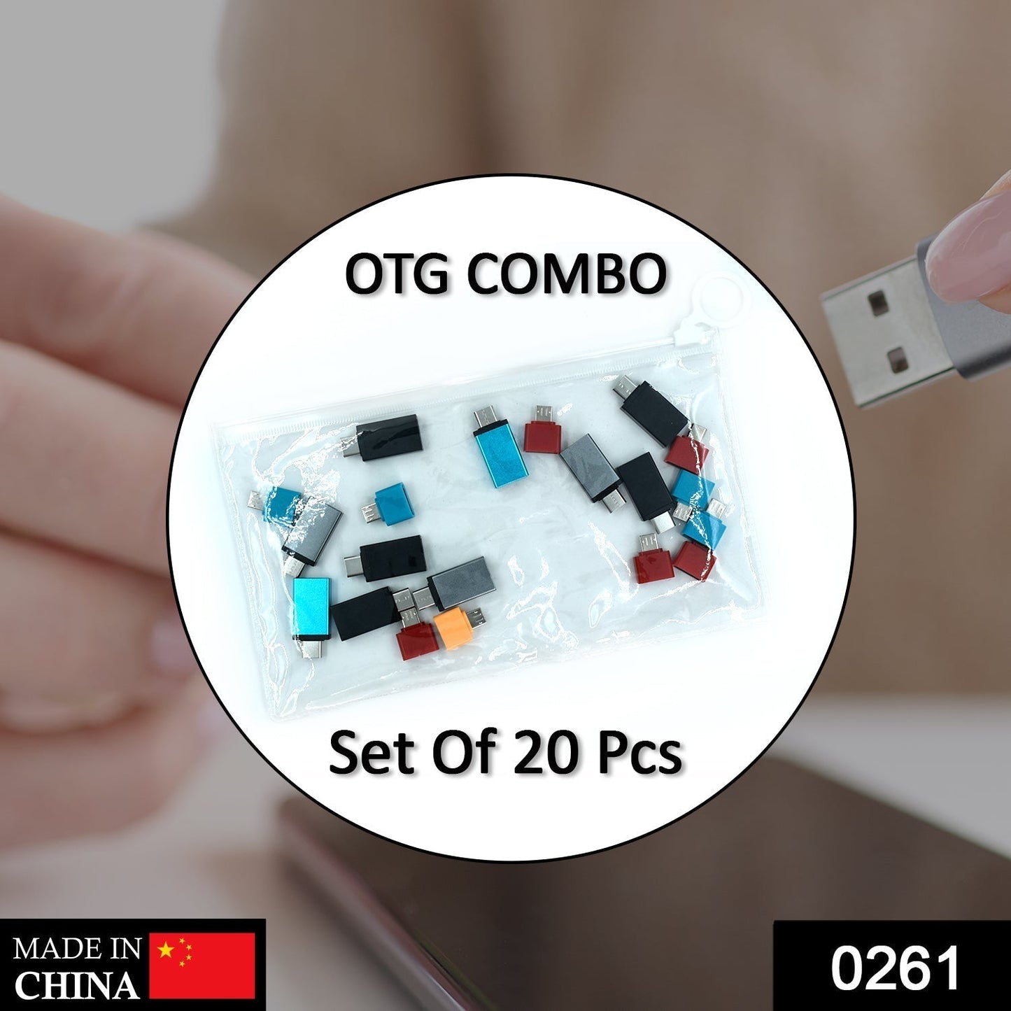 0261 OTG Type C & USB to Micro USB Adapter for Android Mobile Smart Phones & Tablets With Zip Pouch (Pack of 20) DeoDap