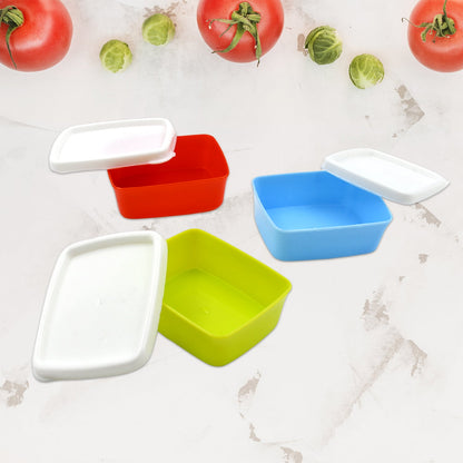 5556 Plastic Airtight Containers Set, Small Plastic Container Set, Rectangular Plastic Food, Pickle, Fridge Containers Multicolor Kitchen Storage Container (3 Pcs Set)