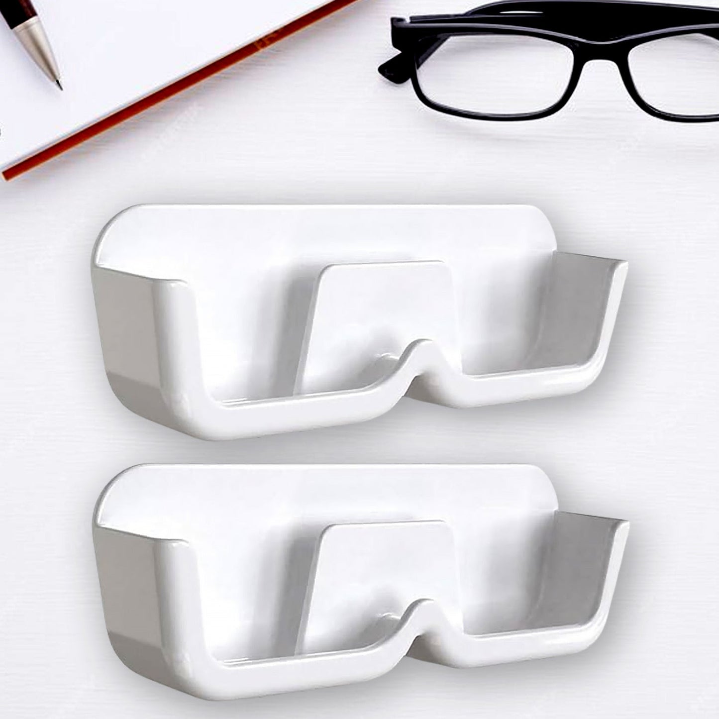 17823 Wall Mount Sunglass Organizer Simple Space Saving Glasses Storage Box Eyewear Stand Holder for Showcase Bedroom Apartment With 2 pc Double Sided Adhesive Sticker (2 Pcs Set)