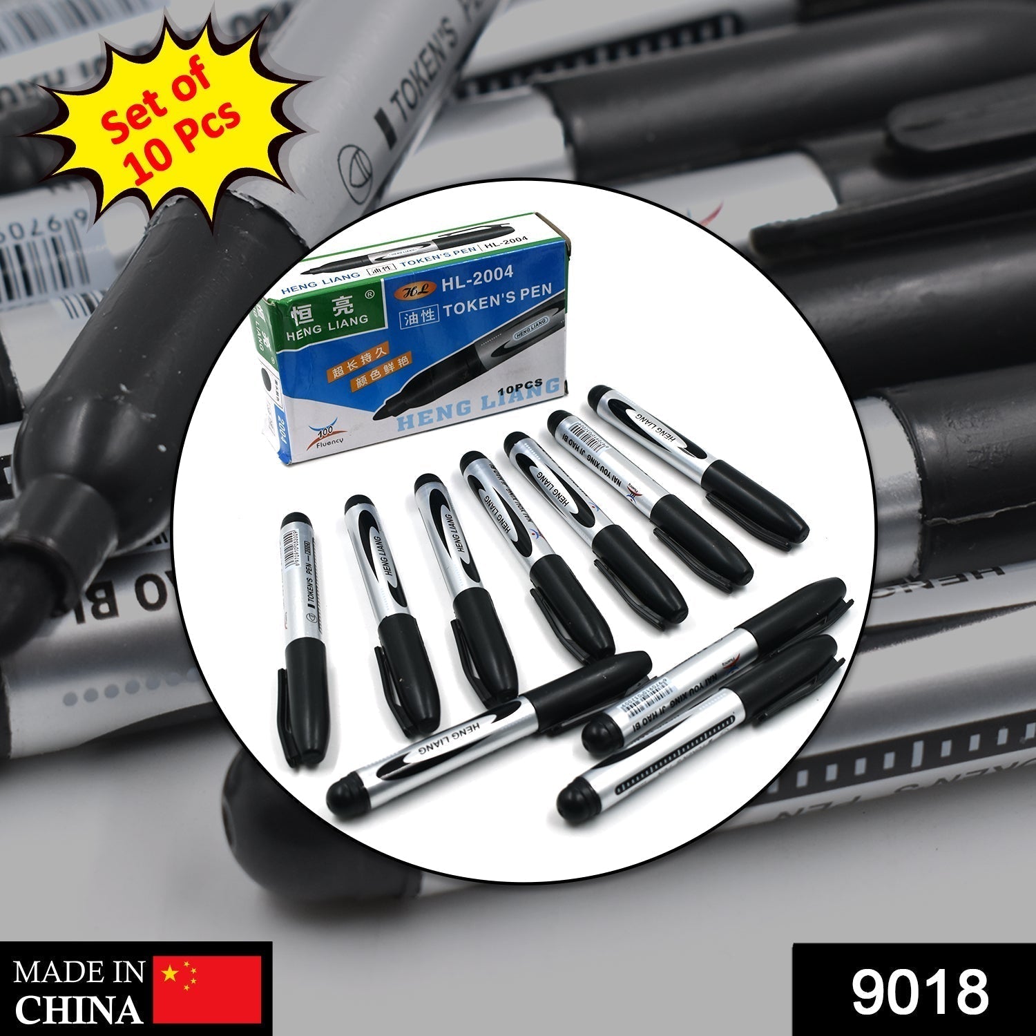 9018 10 Pc Black Marker used in all kinds of school, college and official places for studies and teaching among the students. DeoDap