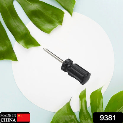 9381 Mini Slotted Screwdriver, Flat Head with Black Handle for Small Appliances Mini Pocket Size Slotted Cross Head Double Sided Flat Magnetic Screwdriver (1 Pc)