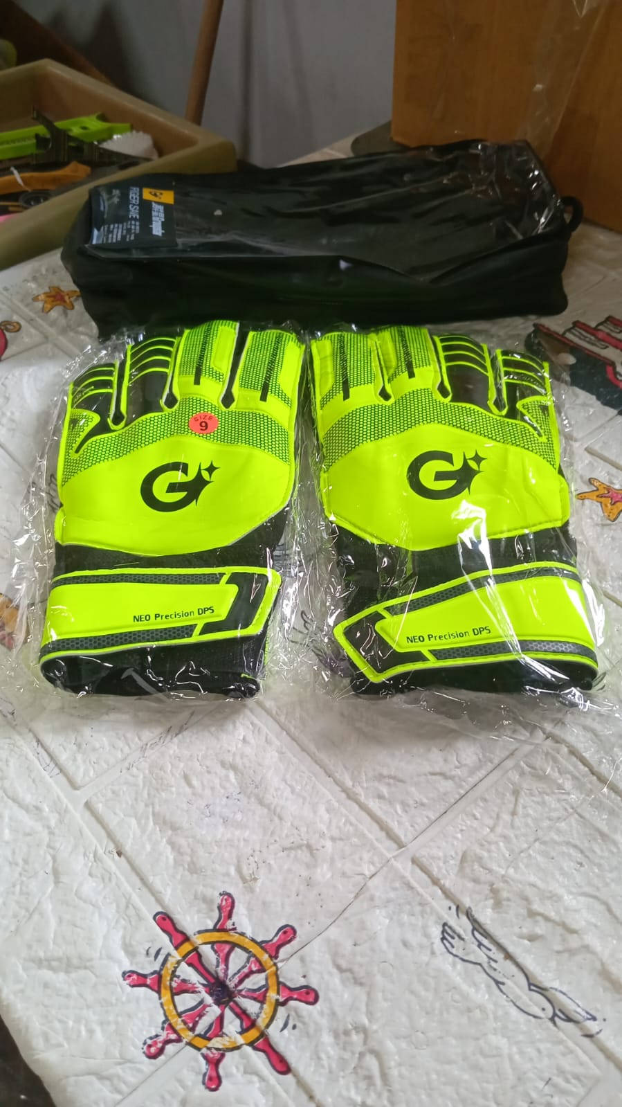 8064 Multi Function Finger Protection Sports kids goalkeeper gloves, football gloves for boys, kids, adults, football training gloves, super grip palm protection gloves (1 Pair)