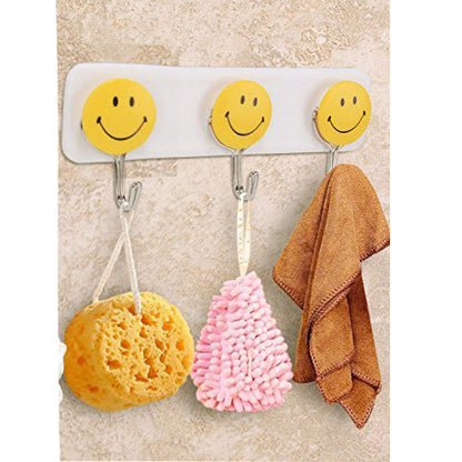 1111 Self Adhesive Smiley Face Wall Hooks (Pack of 3) DeoDap