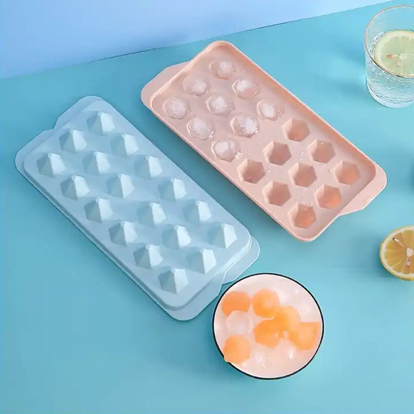 2349 Small Plastic Diamond Shape Ice Cube Tray Ice Maker Reusable Ice Cube Trays For Freezer Diamond Making 18 Pcs Diamond ice Small Size Molds for Whiskey & Cocktails Drinks Chilled, for Refrigerator Home Use (ice tray , Ice Maker ) (1 Pc)