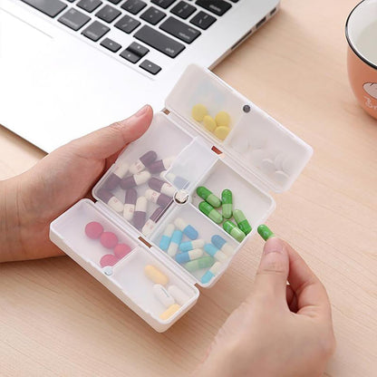 12733 Magnetic Pill Organizer, 7 Compartments Portable Pill Case Travel Pill Organizer, Folding Design Pill Box for Purse Pocket to Hold Vitamins, Cod Liver Oil, Supplements, Medicine Box (1 Pc)