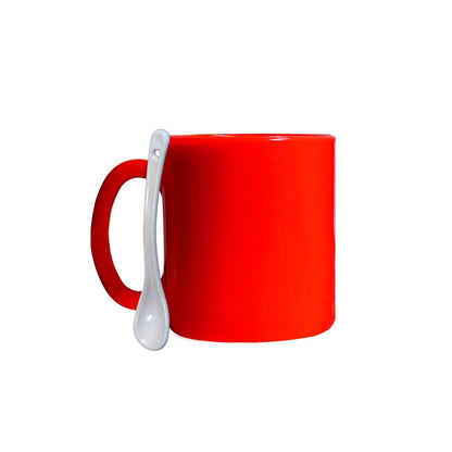 4949 Red Coffee Mug With Spoon Ceramic Mugs to Gift your Best Friend Tea Mugs Coffee Mugs Microwave Safe. DeoDap