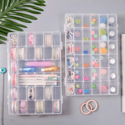 7673  36 Grids Clear Plastic Organizer Box with Adjustable Compartment Dividers, Jewellery Storage Organizer Collection Box (1 pc ) DeoDap