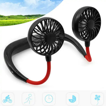 4305 Hand Free Personal Fan - Portable USB Battery Rechargeable Mini Fan - Headphone Design Wearable Neckband Fan Necklance Fan Cooler Fan for Home, Sport, Camping, Beach, Travel, Office