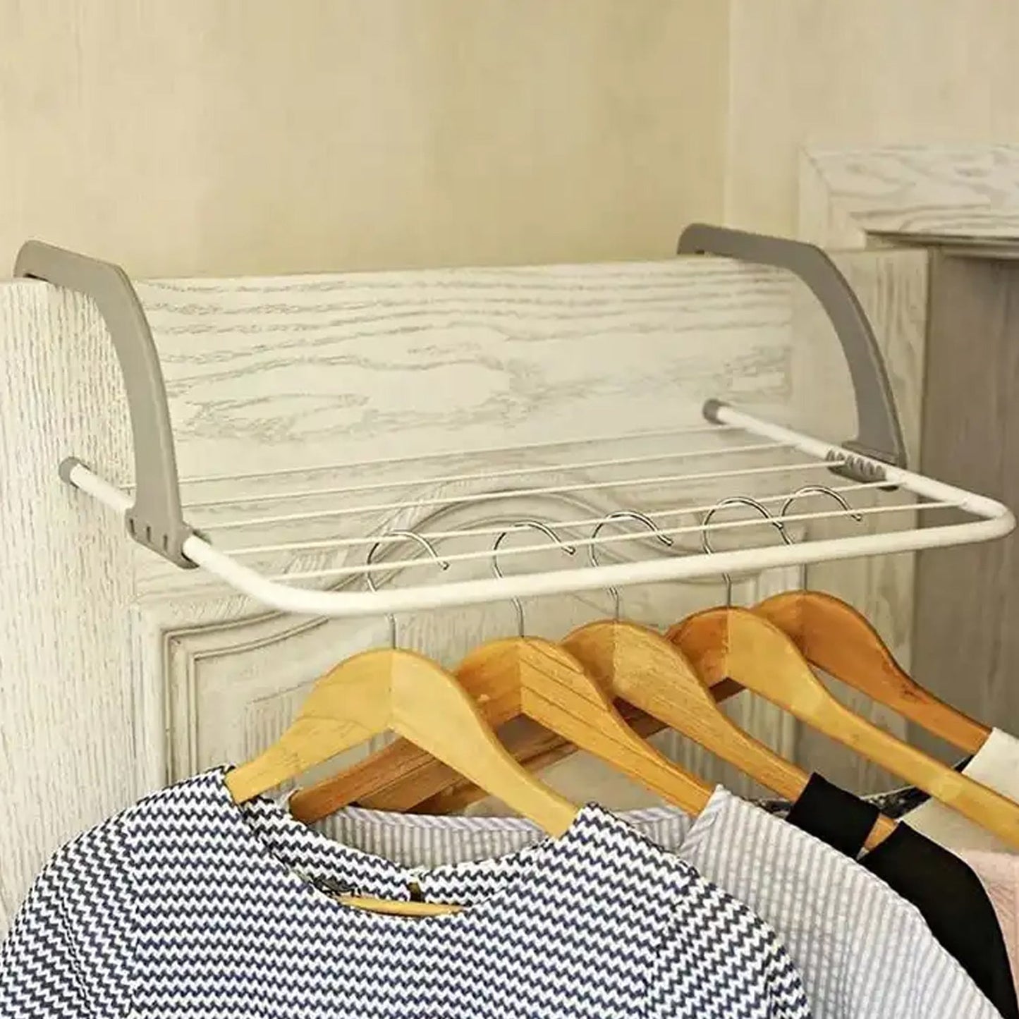 0333 Metal Steel Folding Drying Rack for Clothes Balcony Laundry Hanger for Small Clothes Drying Hanger Metal Clothes Drying Stand, Socks and Plant Storage Holder Outdoor / Indoor Clothes-Towel Drying Rack Hanging on The Door Bathroom