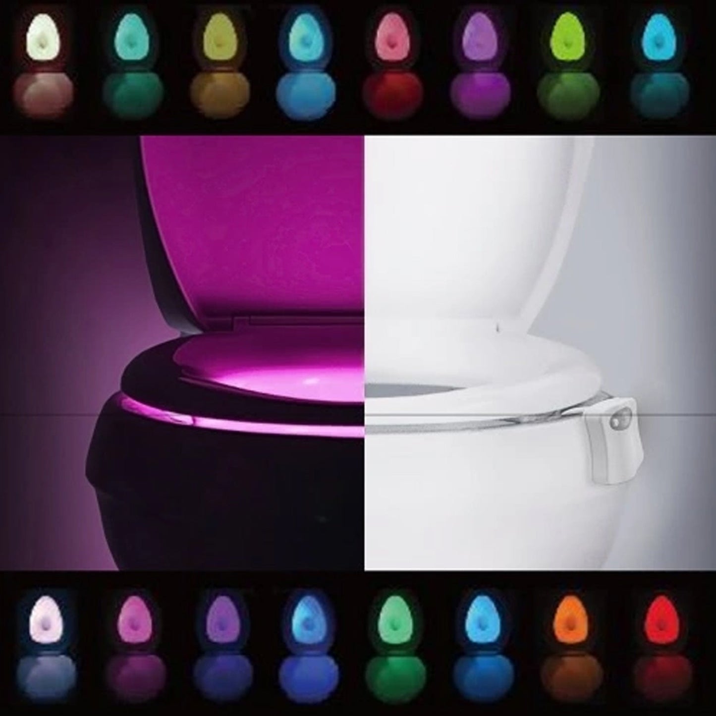 1249 Toilet Light, LED Toilet Bowl Light Toilet Cover Lamp Sturdy and Durable, Toilet Night Light 8 Colors In One Device Battery Operated, Bathroom Equipment for Bathroom for Home (1 Pc / Battery Not Included)