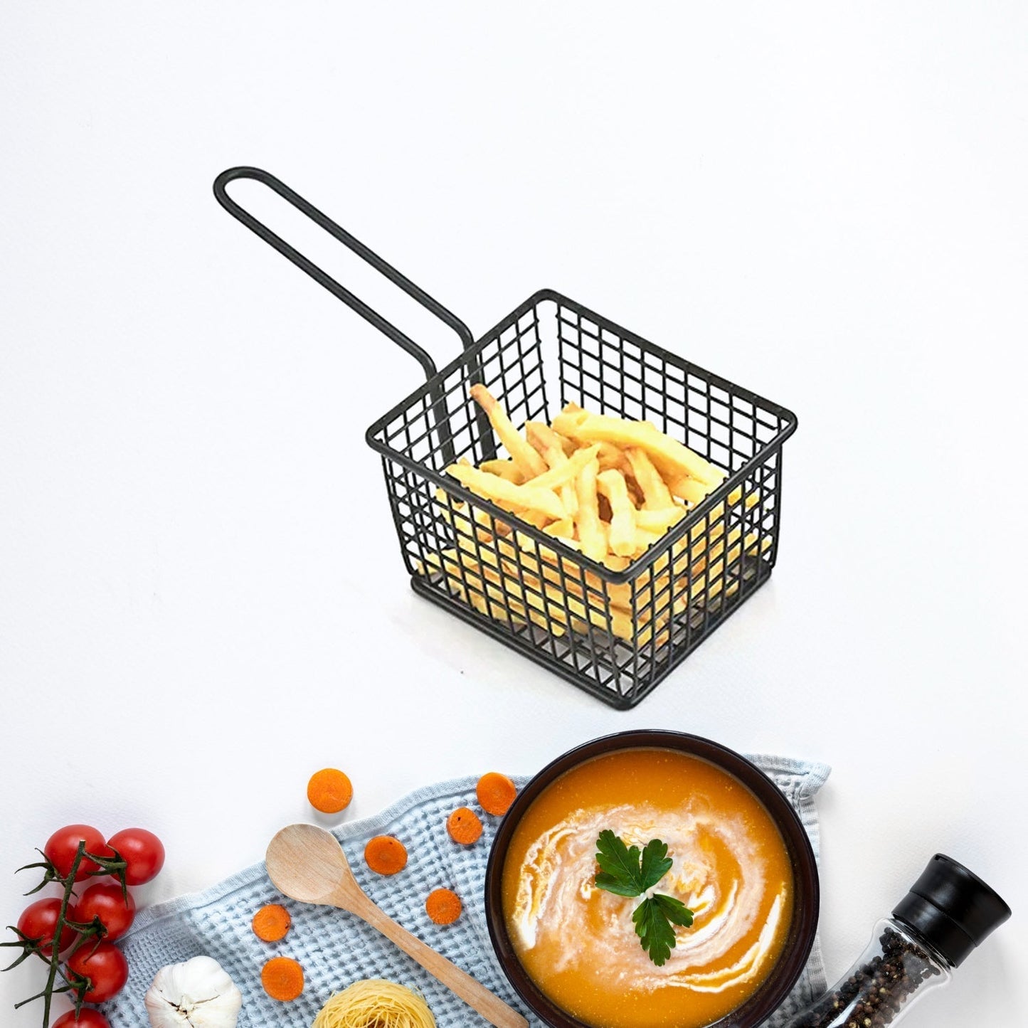 5972 frying baskets for chips Stainless Steel Snack Basket Potato Mesh Strainer Basket French Fries Food Basket Food Strainer Cooking Tools frying basket