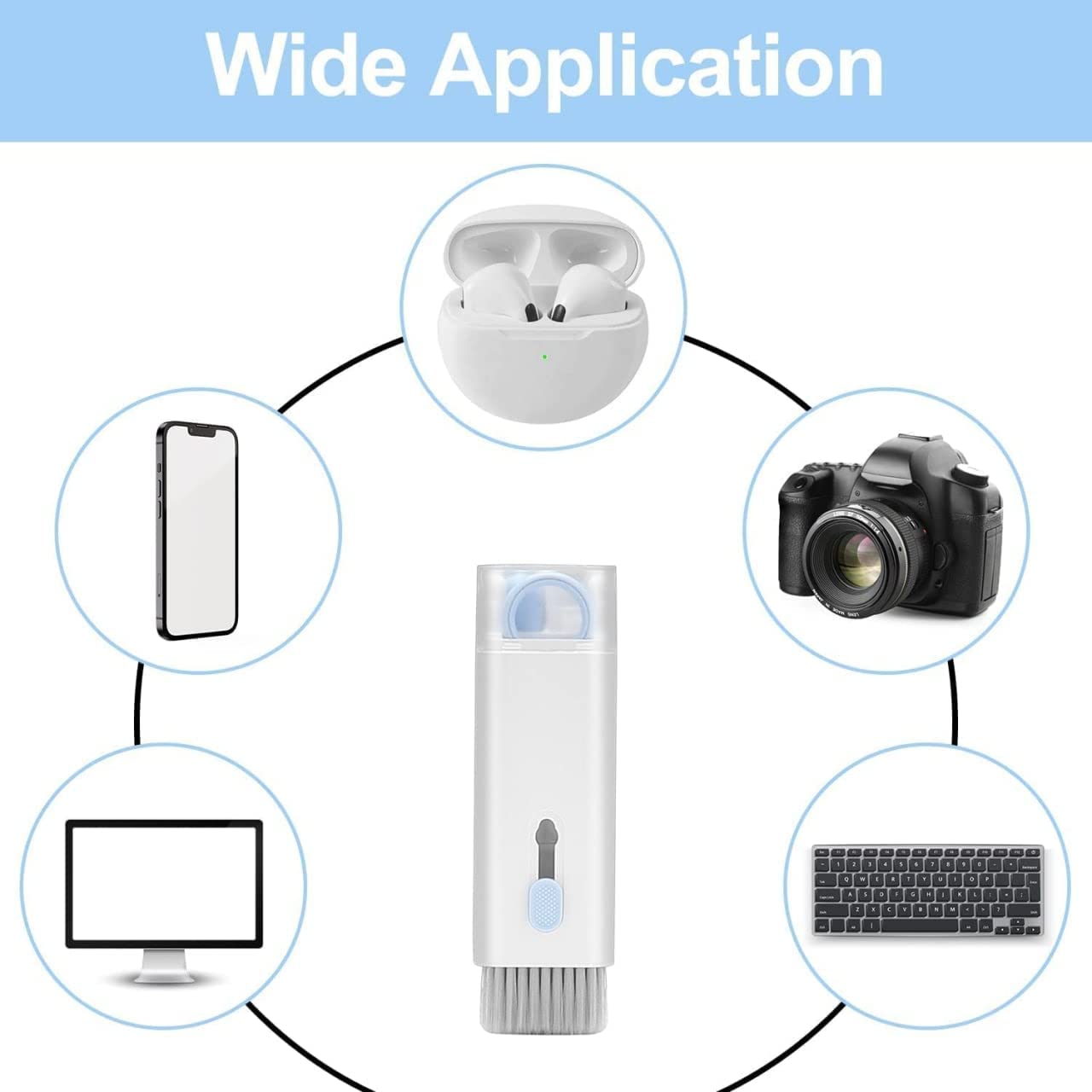 6462 7 in 1 Electronic Cleaner kit, Cleaning Kit for Monitor Keyboard Airpods, Screen Dust Brush Including Soft Sweep, Swipe, Airpod Cleaner Pen, Key Puller and Spray Bottle