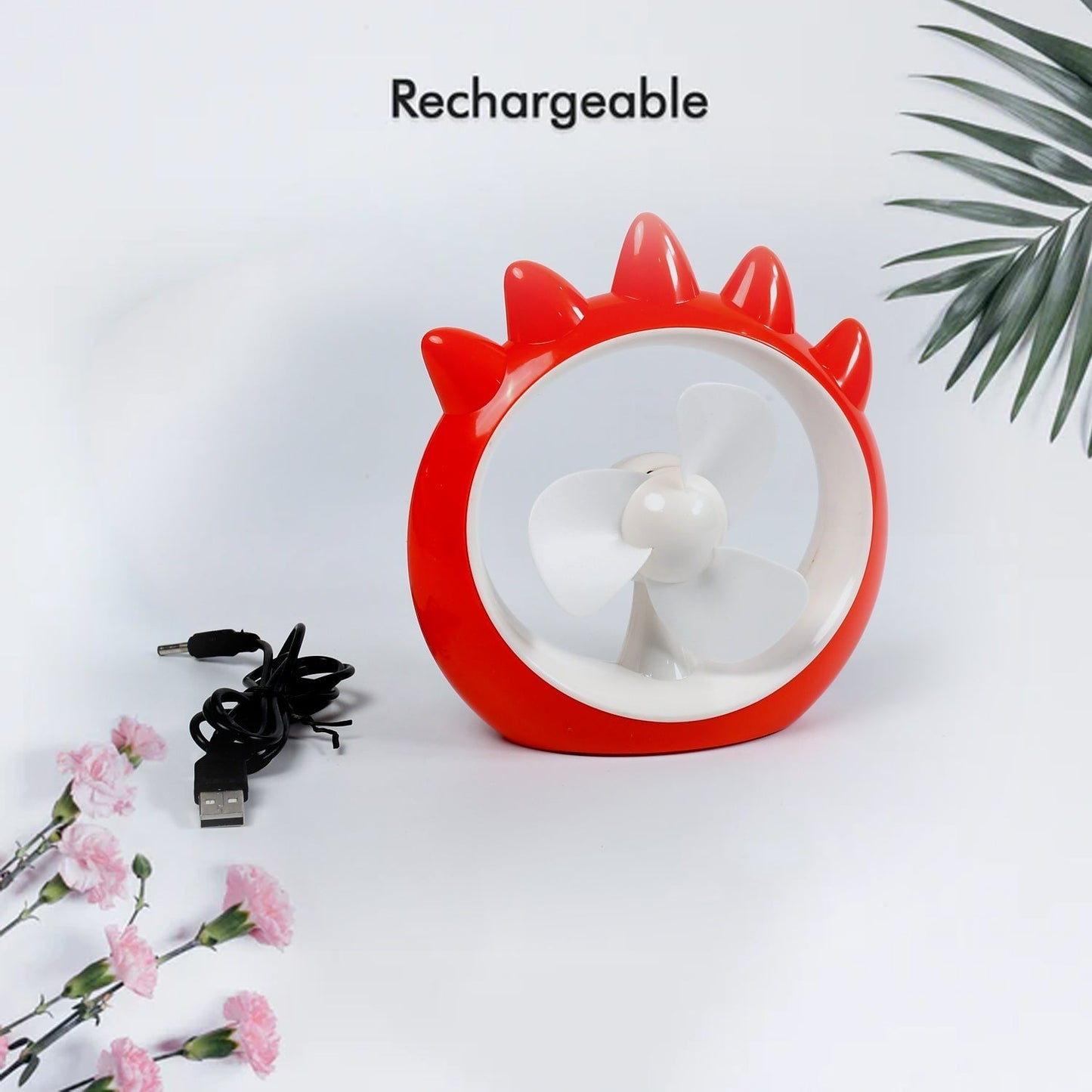 7713  MINI DESKTOP FAN RECHARGEABLE TABLE FAN HANDHELD FAN USB FAN DESK FAN COOLING FAN FOR HOME , OFFICE , CAR, & MULTI USE FAN (Battery Not Include)