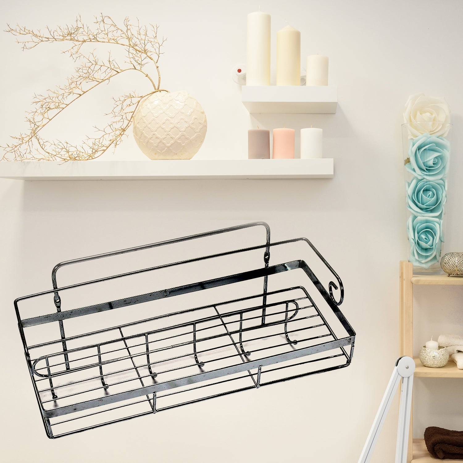 5135 Stainless Steel Chrome Finish Silver Wall Mount Multi Purpose Bathroom Shelf DoeDap