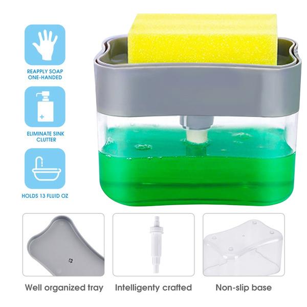 1485 Liquid Soap Dispenser on Countertop with Sponge Holder For Pet DeoDap