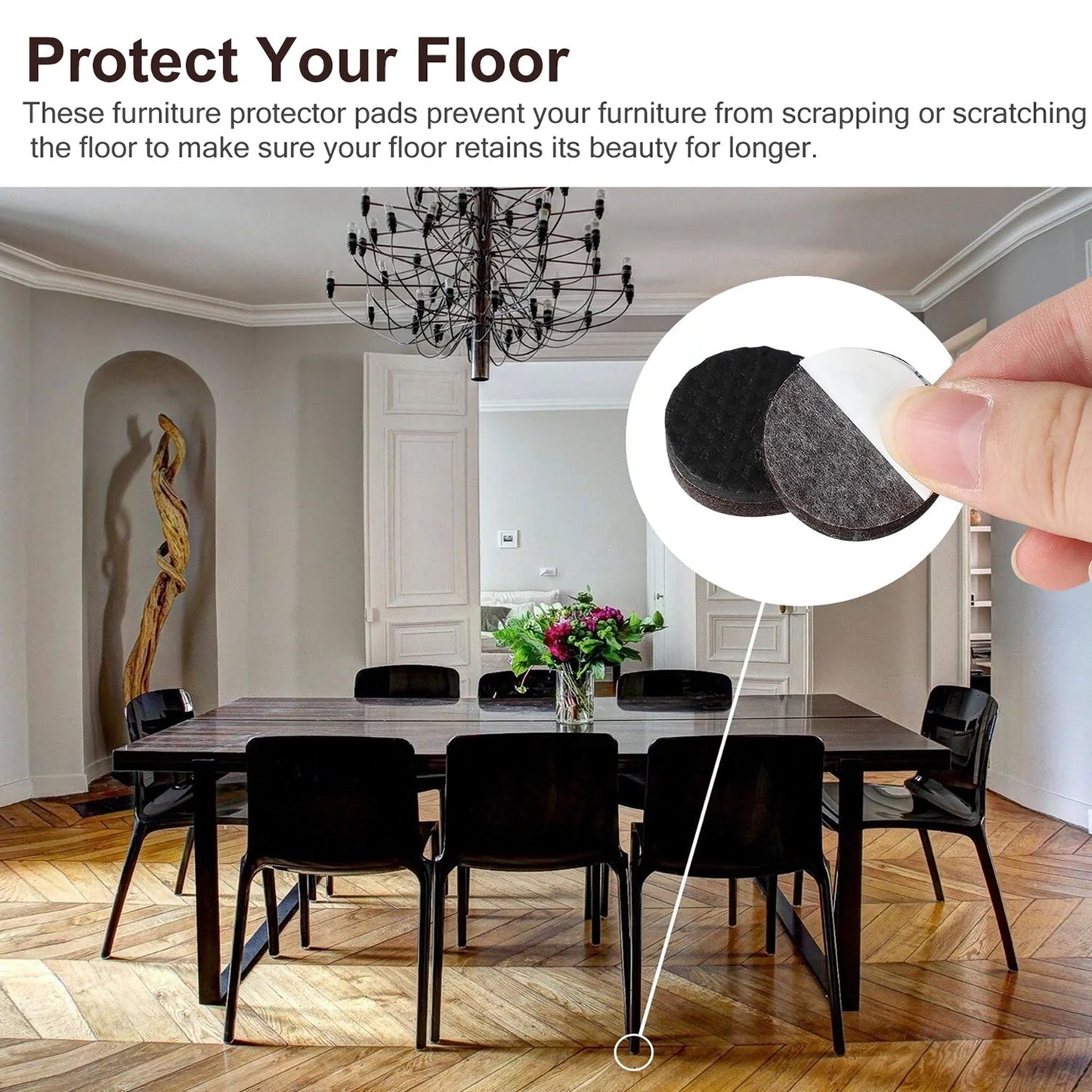 9052 Floor Protector Furniture Rubber Pads, Self Adhesive Floor Protectors Easy To Use Table Rubber Pads, Chair Rubber Pads For Home Use DeoDap