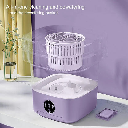 7272 Mini Washing Machine Foldable Mini Washer with Drain Basket Portable Washing Machine Foldable for Laundry Travel Camping RV Baby Clothes