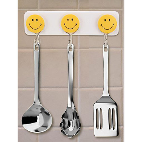 1111 Self Adhesive Smiley Face Wall Hooks (Pack of 3) DeoDap