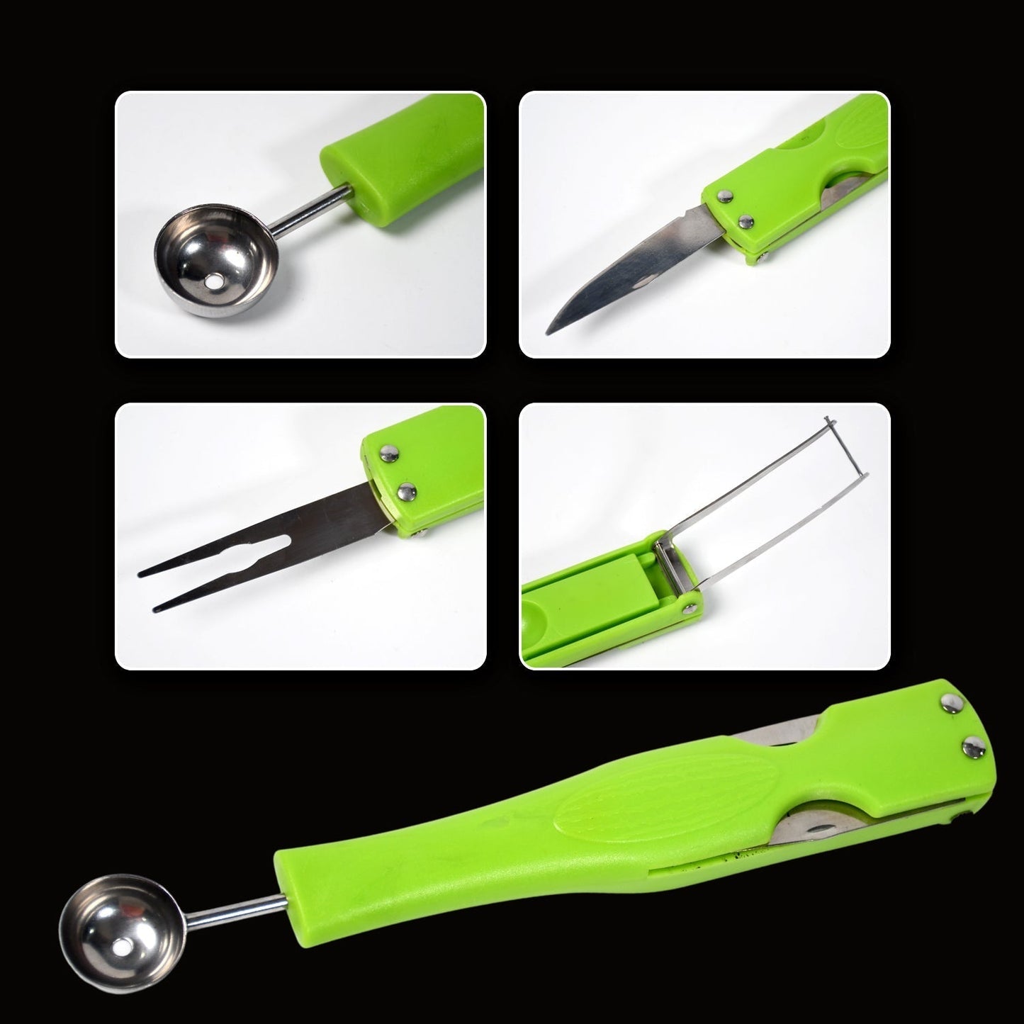 2814 Stainless Steel Fruit Scooper Seed Remover Melon Baller Carving Knife Double Sided Melon Baller for Watermelon Ice Cream. DeoDap