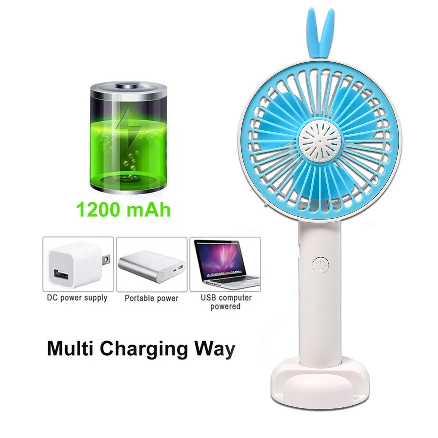 7606 Mini Portable Hand Fan USB Rechargeable Fan With Led Light Fan for Indoor and Outdoor Use by Women and Men Table Standing Stand Included DeoDap