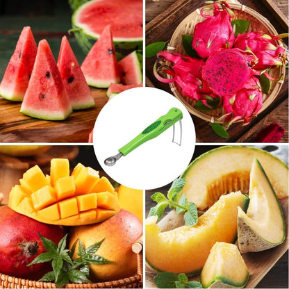 2814 Stainless Steel Fruit Scooper Seed Remover Melon Baller Carving Knife Double Sided Melon Baller for Watermelon Ice Cream. DeoDap