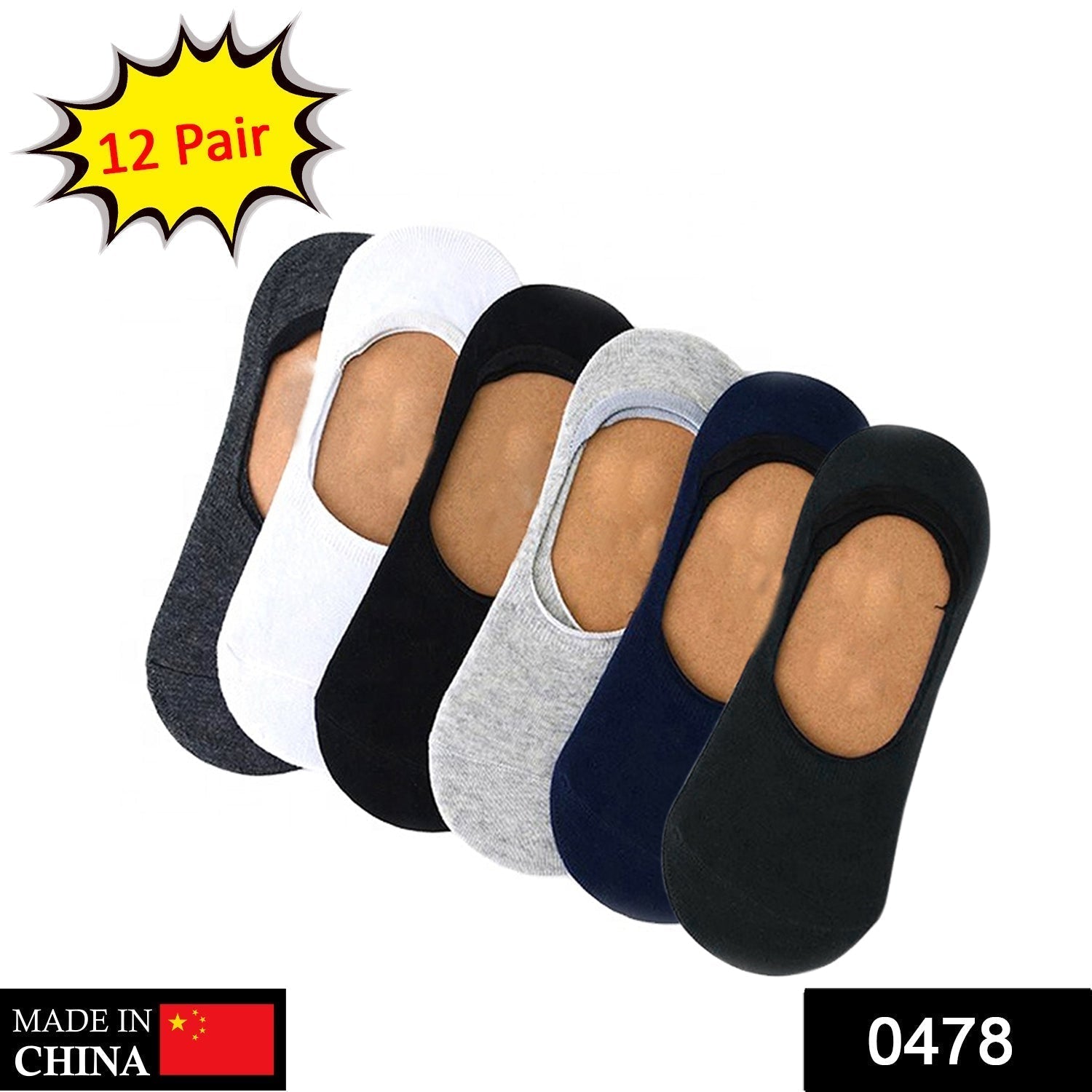 0478 Mens Invisible Socks (12 Pair) Vacalvers