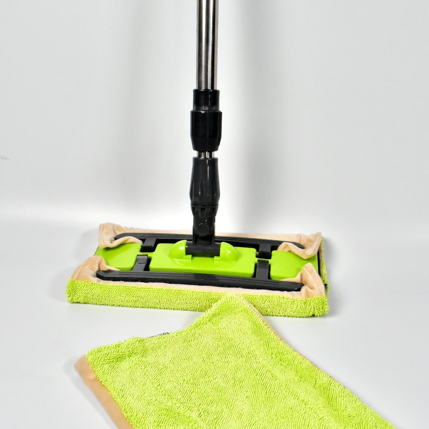 7870 DRY CLEANING FLAT MICROFIBER FLOOR CLEANING MOP WITH STEEL ROD LONG HANDLE DRY MOP DeoDap