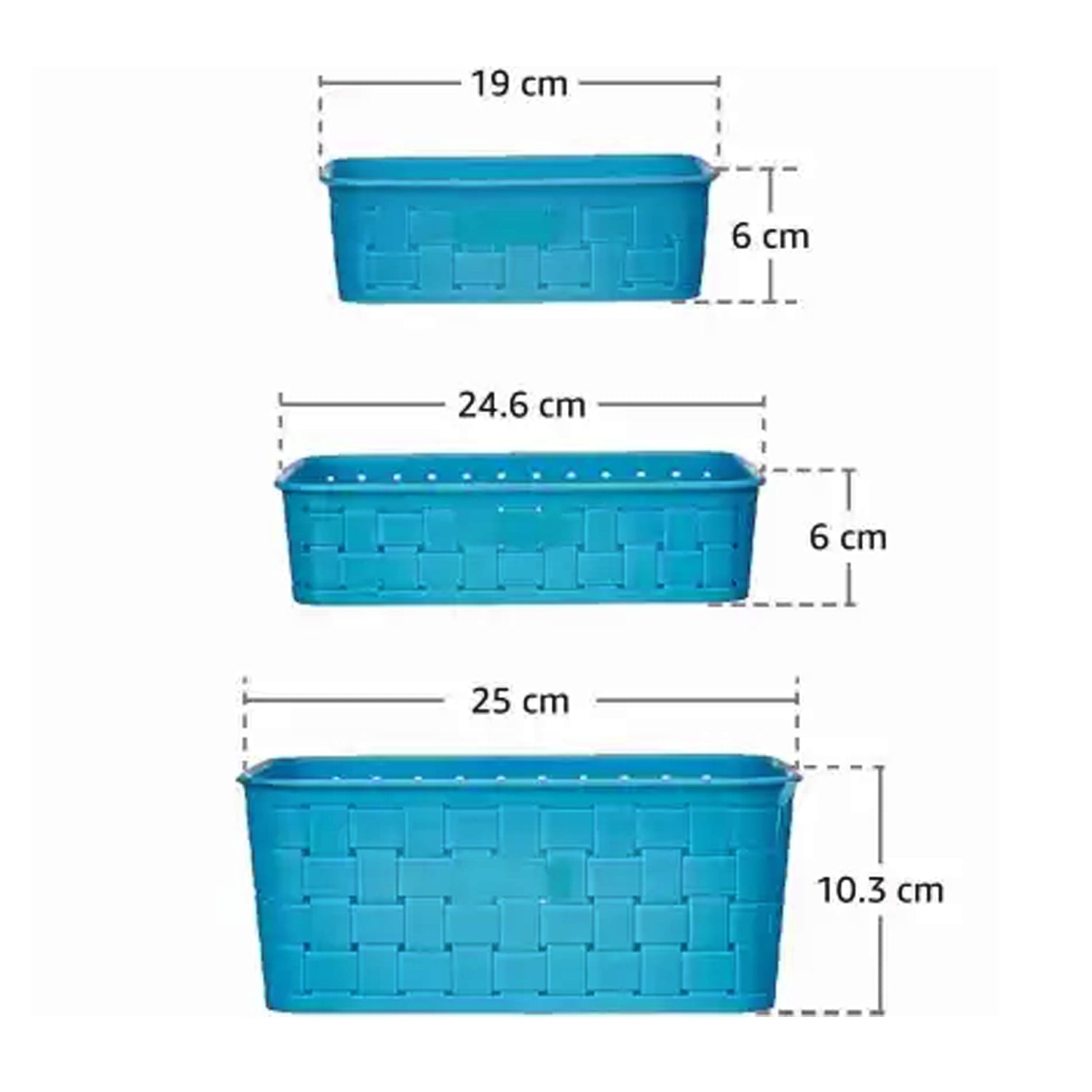 062 Smart Baskets for Storage(Set of 3) Sky Blue DeoDap