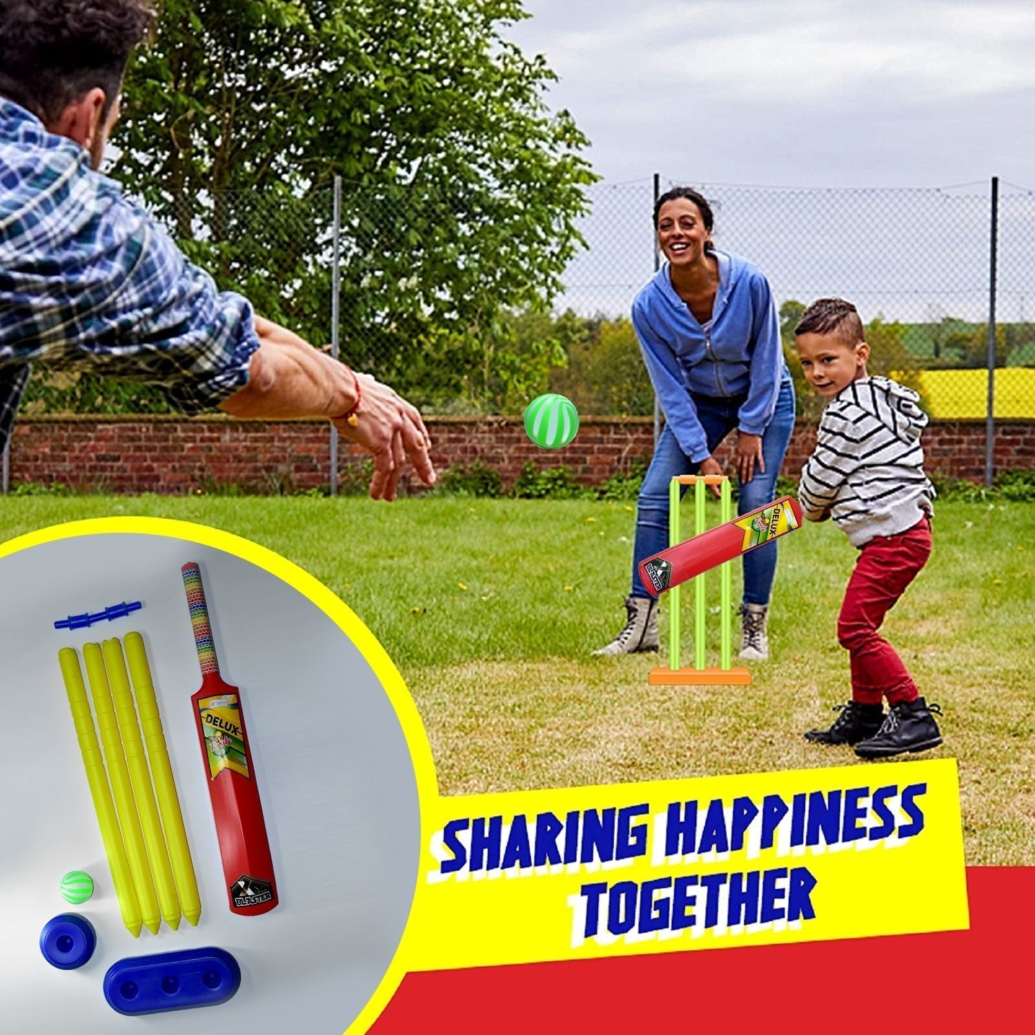 8014 Plastic Cricket Set with Stump,Ball and Bat Kit DeoDap