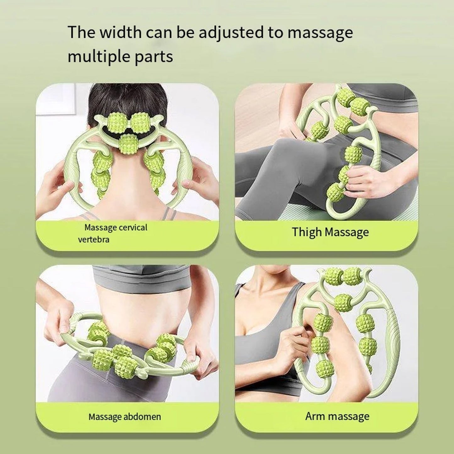 Muscle Massage Roller, 8 &10 Wheels Relieve Soreness Leg Muscle Roller Fitness Roller Muscle Relaxer Massage Roller Ring Clip All Round Massaging Uniform Force Elastic PP Drop Shaped for Home Use (1 Pc)