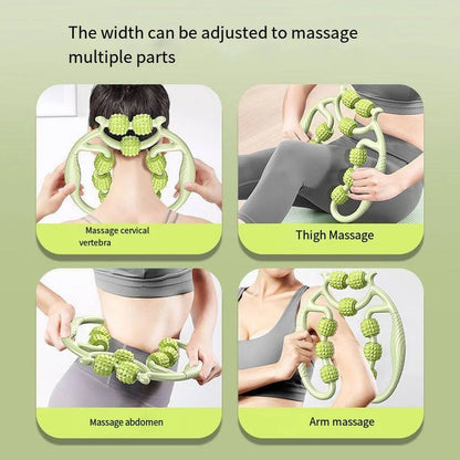 Muscle Massage Roller, 8 &10 Wheels Relieve Soreness Leg Muscle Roller Fitness Roller Muscle Relaxer Massage Roller Ring Clip All Round Massaging Uniform Force Elastic PP Drop Shaped for Home Use (1 Pc)