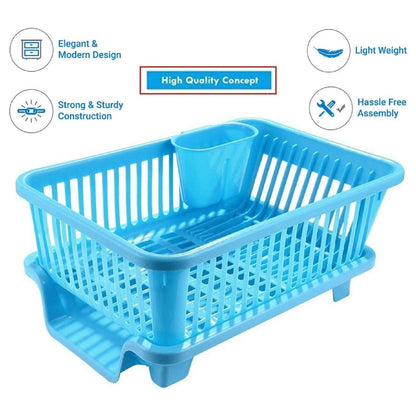 0607A Unbreakable Plastic 3 in 1 Kitchen Sink Dish Drainer Drying Rack DeoDap