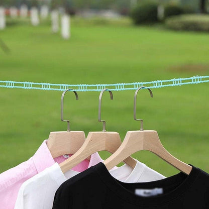 8861 3 Meters Windprood Anti-Slip Clothes Washing Line Drying Nylon Rope with Hooks, Durable Camping Clothesline Portable Clothes Drying Line Indoor Outdoor Laundry Storage for Travel Home Use (3 Mtr.)