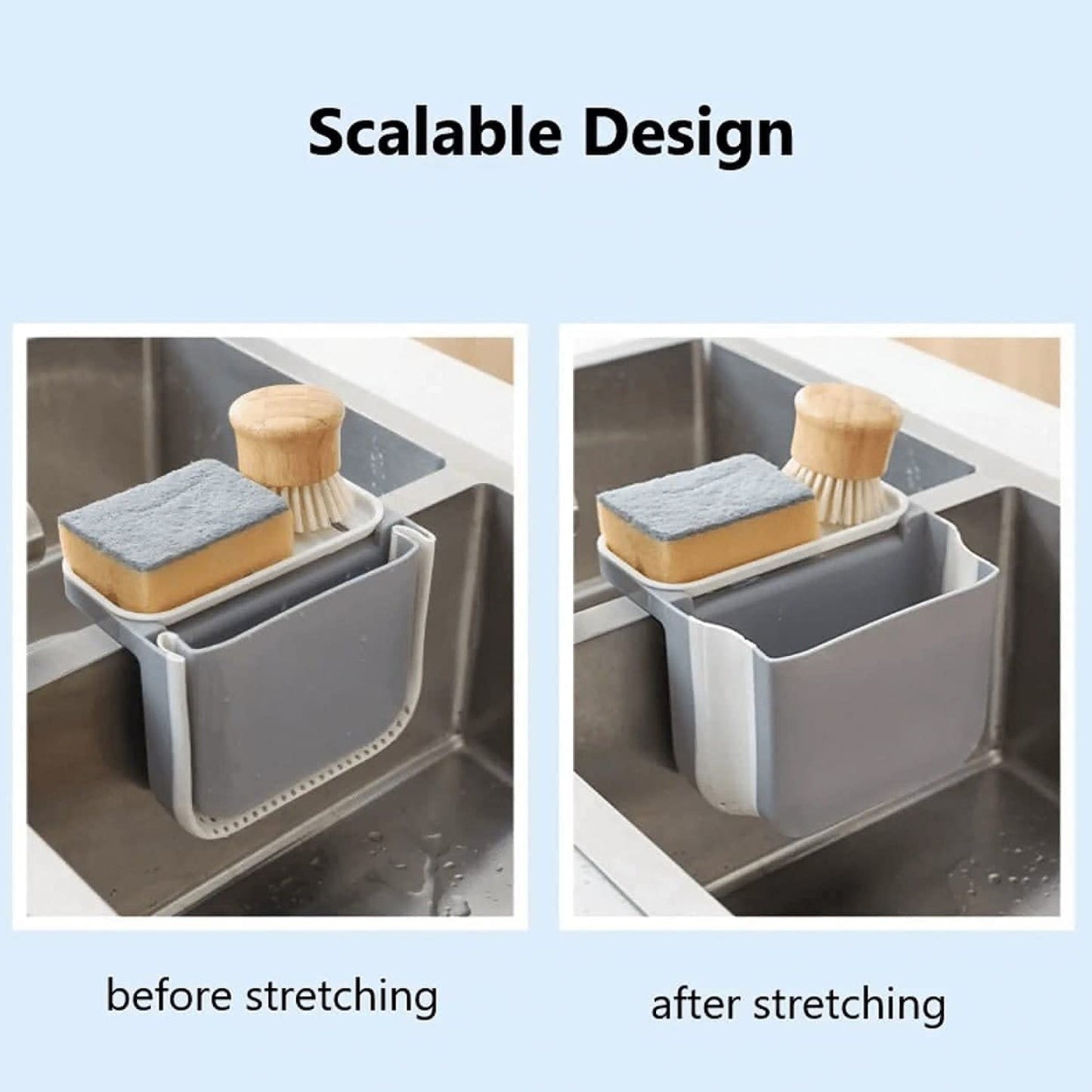 5856  Small Multifunction Sink Drain Basket - Universal & Foldable - Sink Trash Holder Sink Side Storage Drainer Strainer Basket, Foldable Kitchen Sink Drain Strainer for Food,Dish Drainer for Fruits, Vegetables