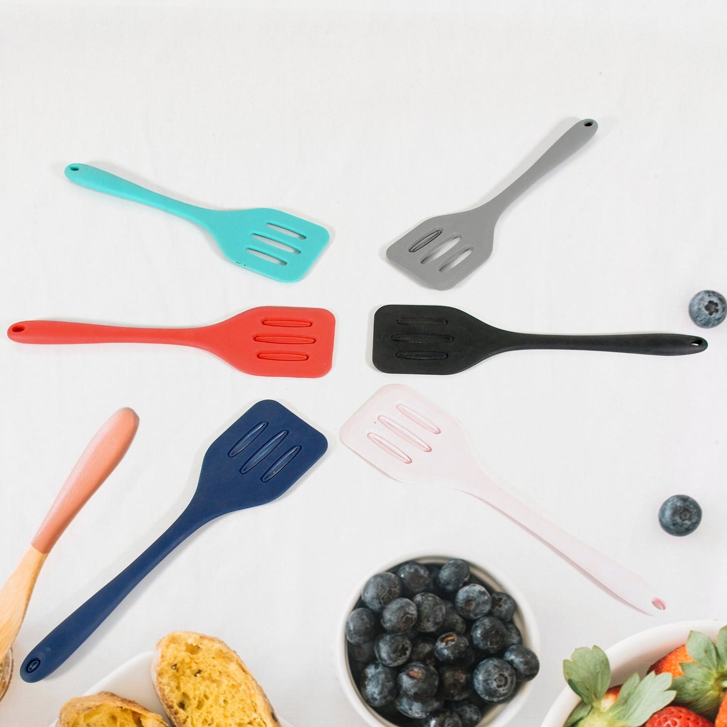 Multipurpose Silicone Spoon, Silicone Basting Spoon Non-Stick Kitchen Utensils Household Gadgets Heat-Resistant Non Stick Spoons Kitchen Cookware Items For Cooking and Baking (6 Pcs Set)