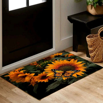 8165 Floor Mat, Bath Mat, Door Mat Floral Pattern, Jacquard, Washable, Non-Slip, Stylish, Floral Pattern, Print Rug Mat, Stylish, Quality, Abrasion Resistant, Soundproofing, Hot Carpet, All Seasons, For Kitchen, Bedroom, Living Room (80x50 Cm)