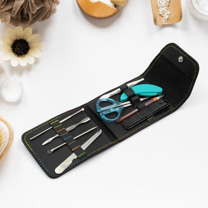 0210 9pc Nail Clipper Kit, Fingernail Clipper, Manicure Set, Stainless Steel Nail Cutter Set ,Manicure Toe Nail Clippers Care Tools with Lightweight and Beautiful Travel Case (9Pc Set)