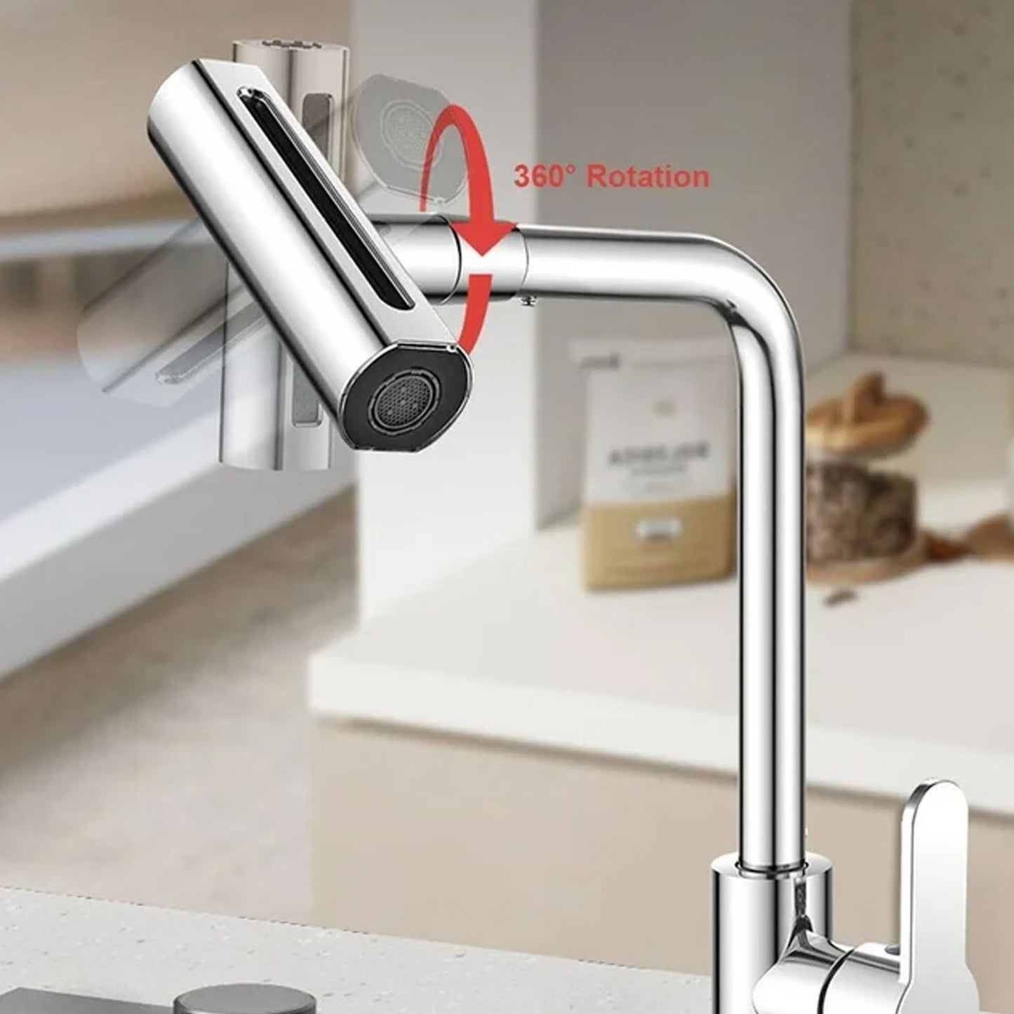 7575 Multifunction Shower Waterfall Kitchen Faucet, 360Â° Rotation Waterfall Kitchen Faucet, Touch Kitchen Faucet, Faucet Extender for Kitchen Sink, Swivel Waterfall Kitchen Faucet for Washing Vegetable Fruit (4 In 1 )