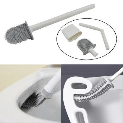 13050 Portable Silicone Toilet Brush with Holder Flex Toilet Brush - Wall Mounted Anti-drip Set Toilet Cleaner Brush | Non-Slip Long Handle Toilet Brush Pack of 1