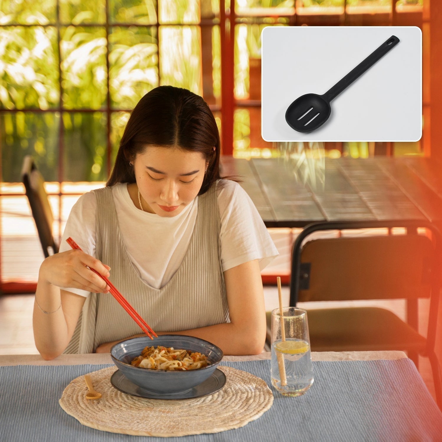 5377 SILICON NON-STICK HEAT RESISTANT KITCHEN ITEM PREMIUM SPOON ( 1PC ) DeoDap